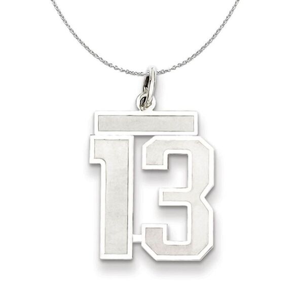 Sterling Silver, Jersey Collection, Medium Number 13 Necklace - 24 In - Picture 1 of 8